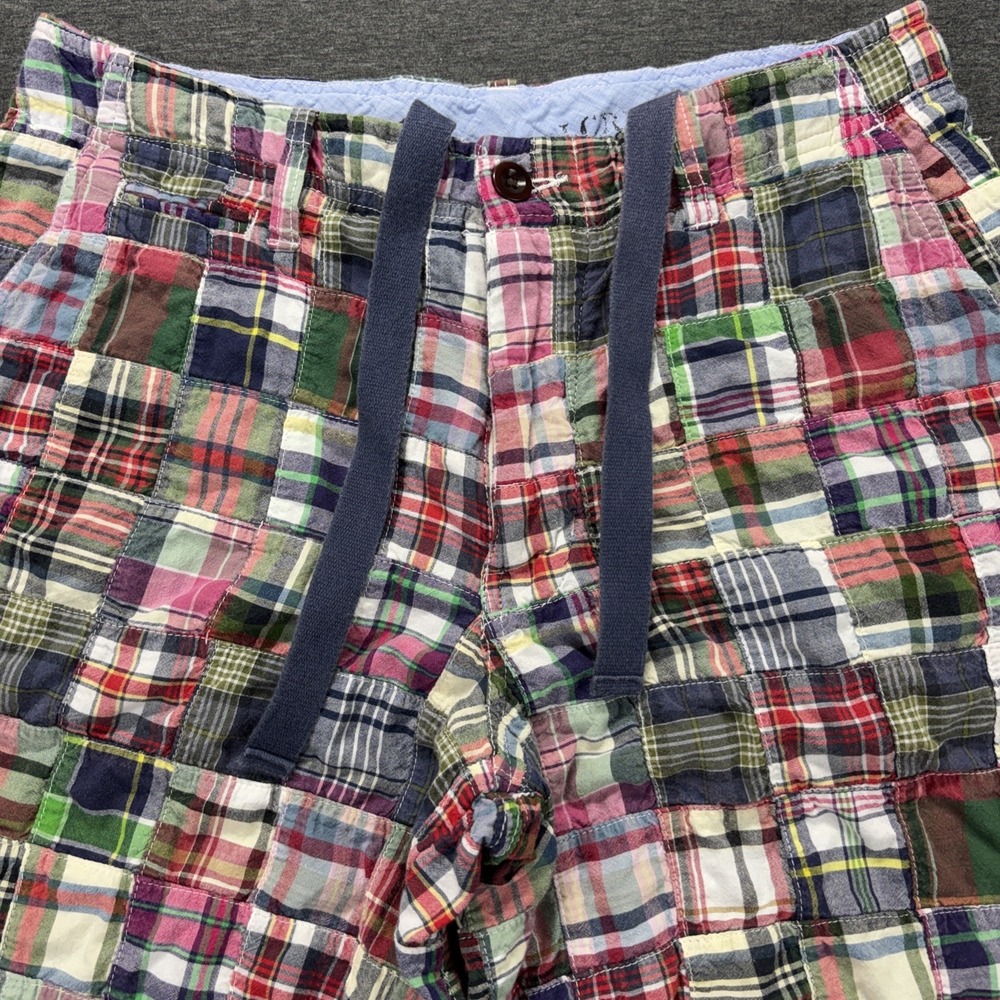 J. Crew Field Shorts Mens 31 Madras Plaid Patchwork Multicolor Preppy Coastal - Picture 3 of 14